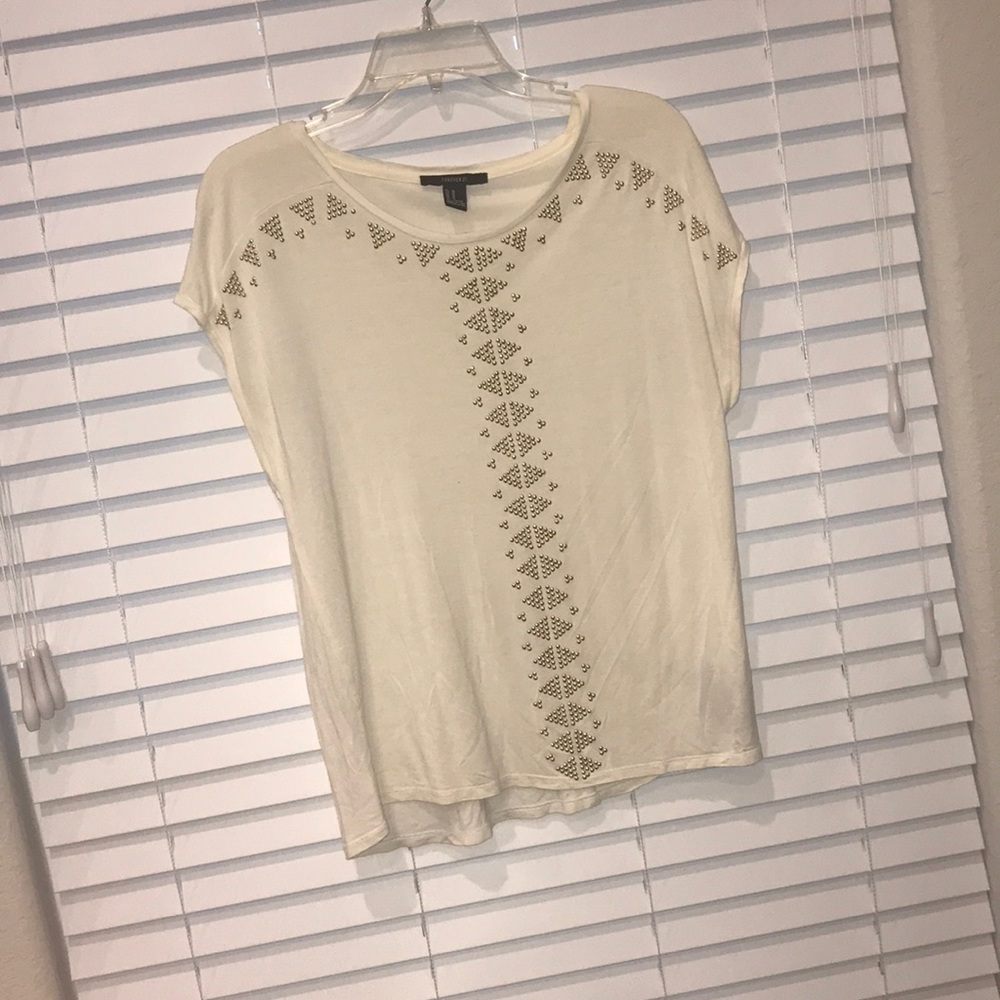 Loose Jeweled Cream Top
